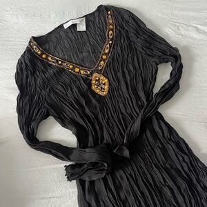 black w gold detailing dress